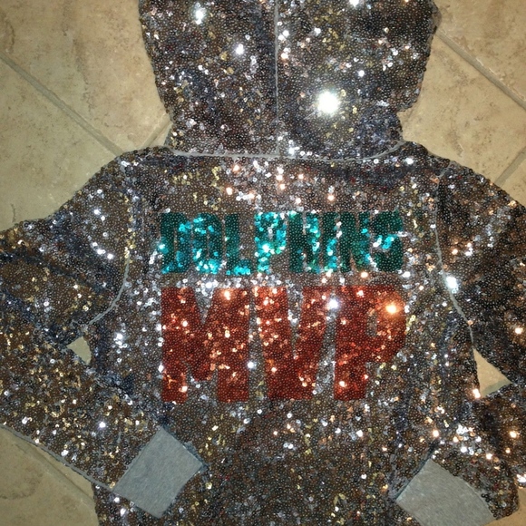 Victoria Secret Pink Hoodie Bling Silver Sequin - Picture 5 of 6